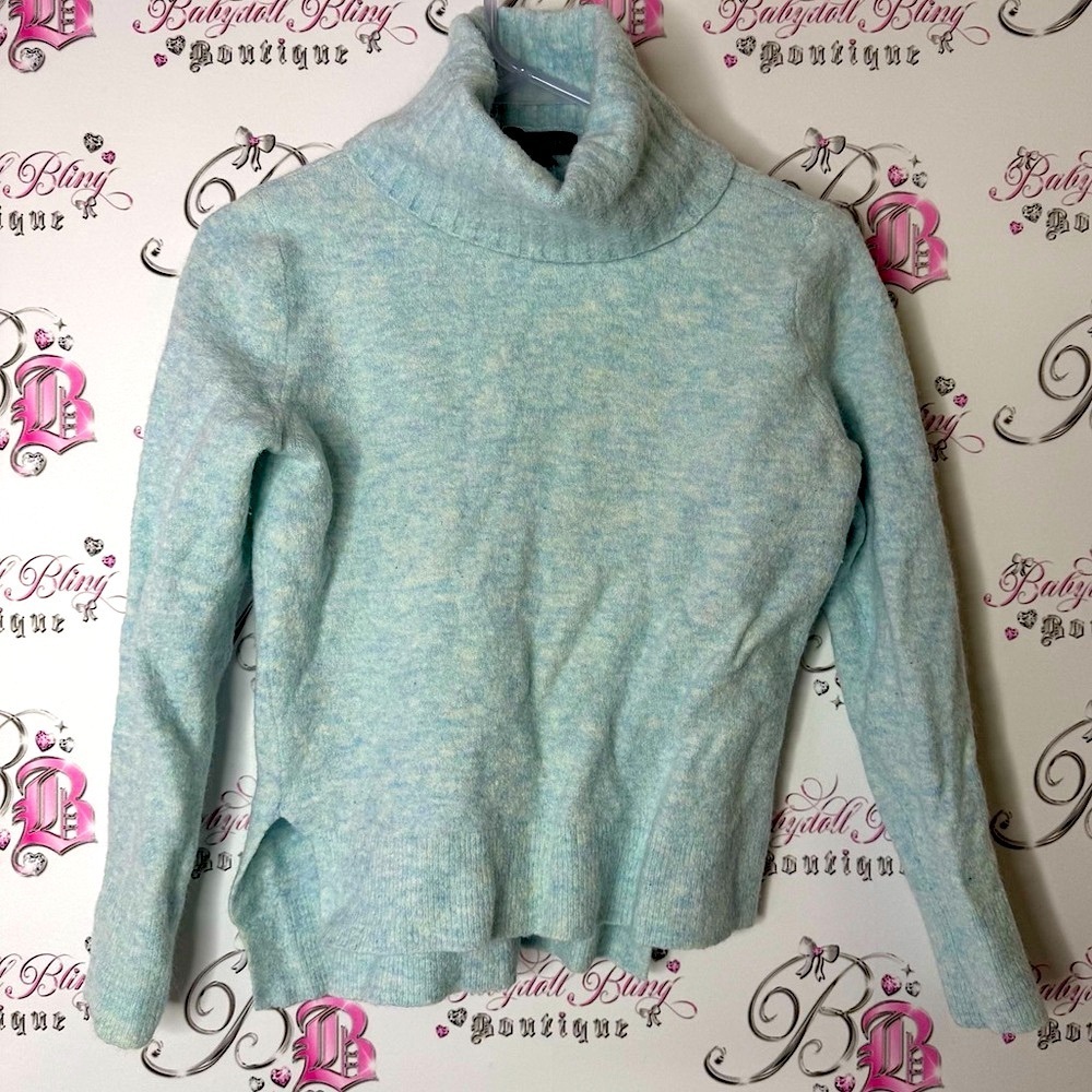 Banana Republic alpaca & merino wool soft Blue Cowl Turtleneck Sweater